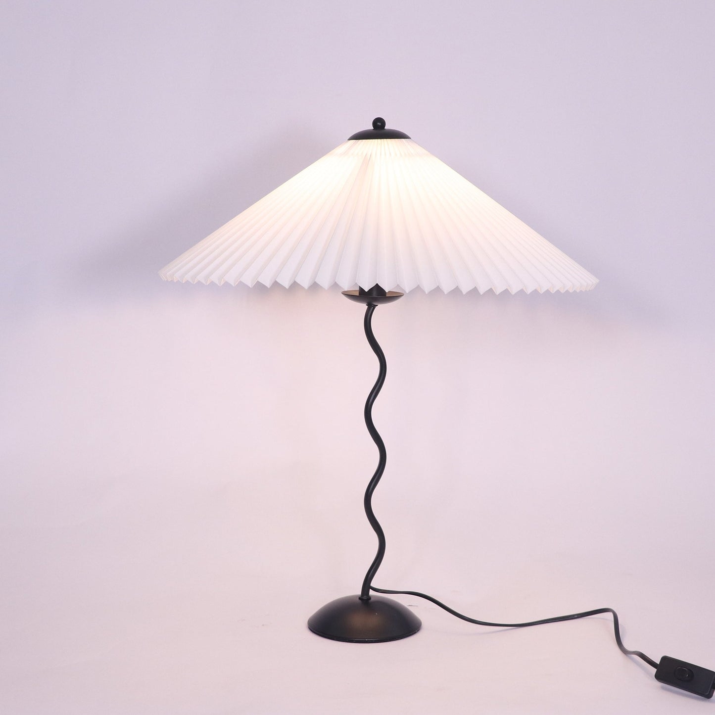 Squiggle Table Lamp | Nordic Style Metal & Fabric | Black with Beige Shade