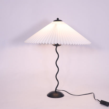 Squiggle Table Lamp | Nordic Style Metal & Fabric | Black with Beige Shade