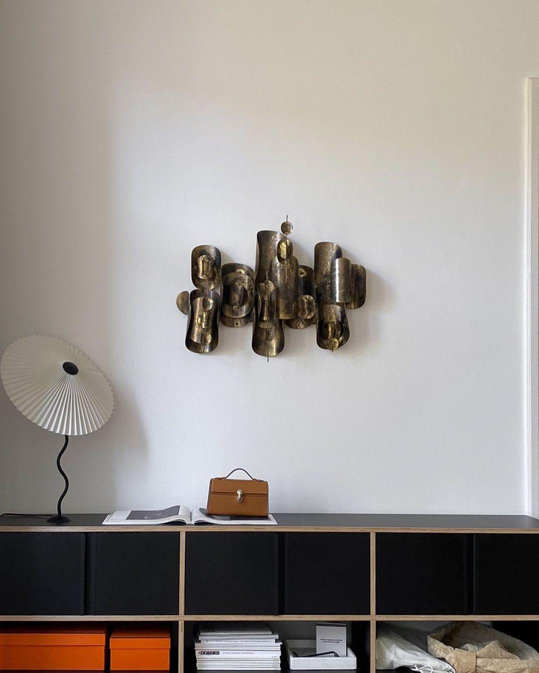 Squiggle Table Lamp | Nordic Style Metal & Fabric | Black with Beige Shade