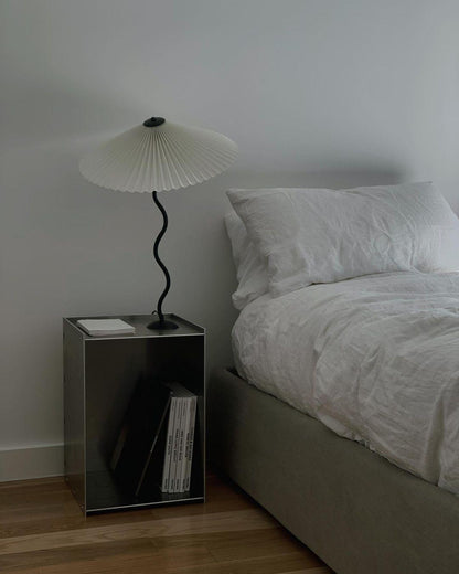 Squiggle Table Lamp | Nordic Style Metal & Fabric | Black with Beige Shade