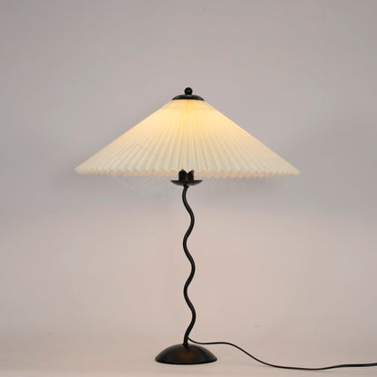 Squiggle Table Lamp | Nordic Style Metal & Fabric | Black with Beige Shade