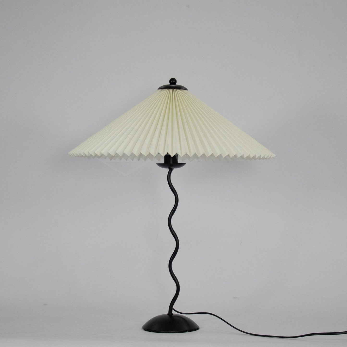 Squiggle Table Lamp | Nordic Style Metal & Fabric | Black with Beige Shade
