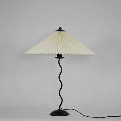 Squiggle Table Lamp | Nordic Style Metal & Fabric | Black with Beige Shade