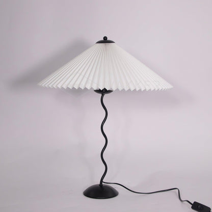 Squiggle Table Lamp | Nordic Style Metal & Fabric | Black with Beige Shade