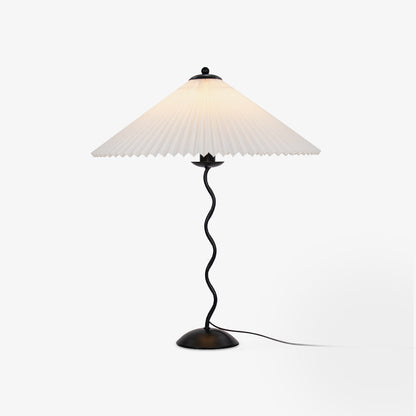 Squiggle Table Lamp | Nordic Style Metal & Fabric | Black with Beige Shade