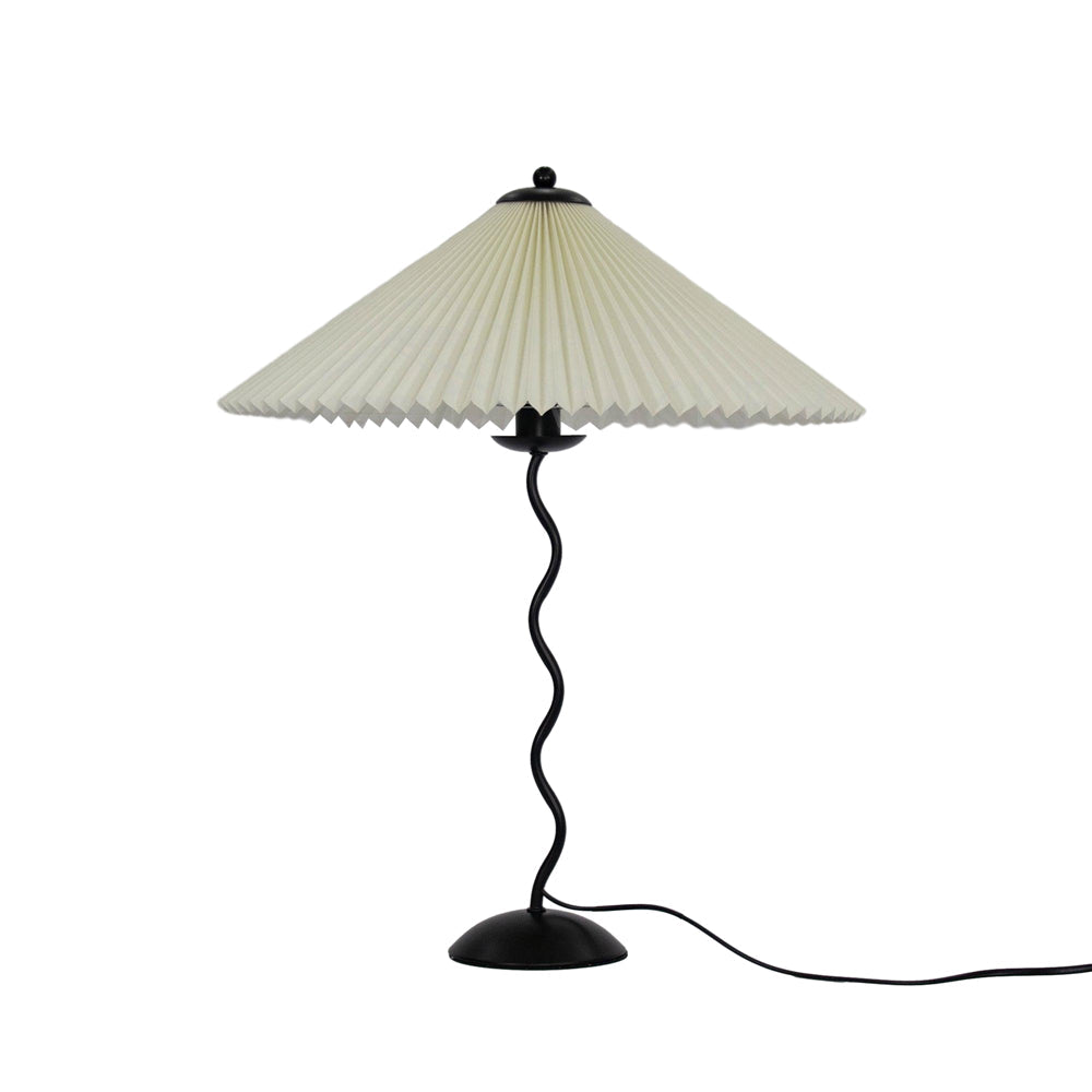 Squiggle Table Lamp | Nordic Style Metal & Fabric | Black with Beige Shade