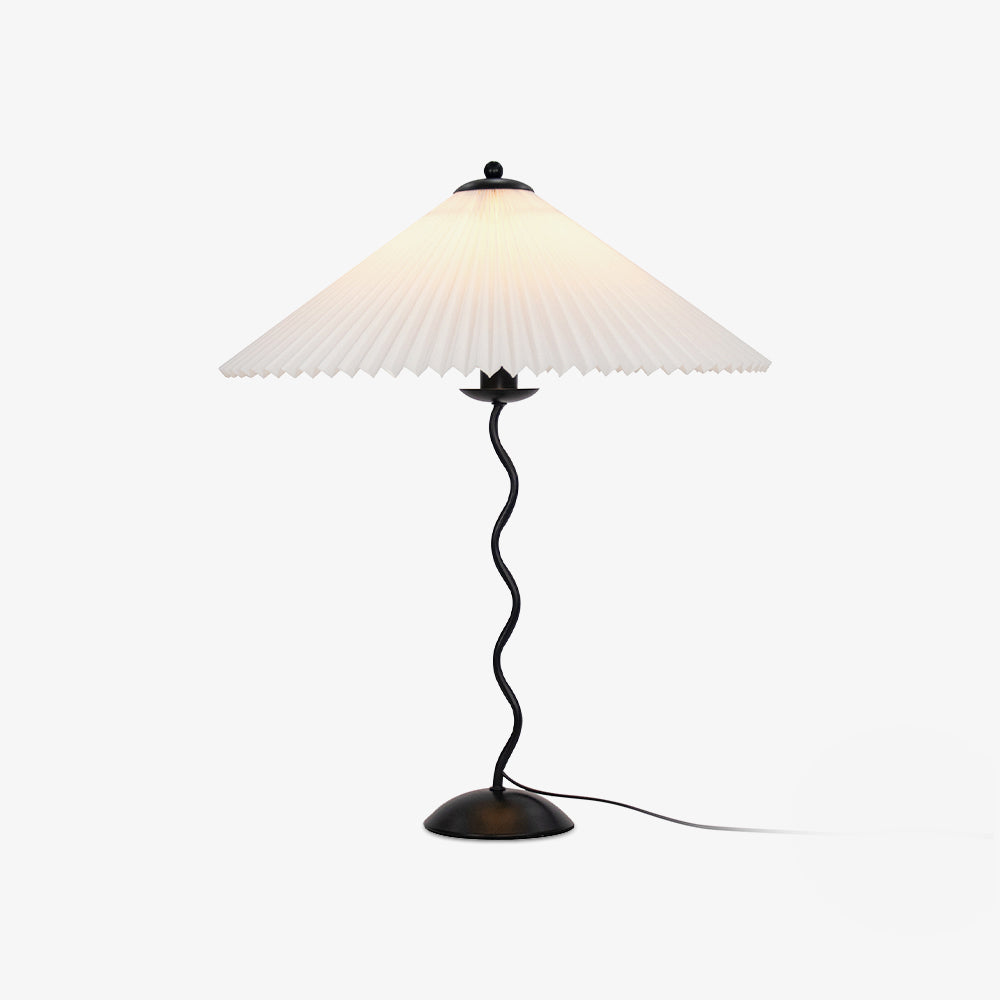 Squiggle Table Lamp | Nordic Style Metal & Fabric | Black with Beige Shade