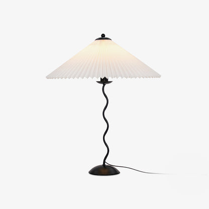 Squiggle Table Lamp | Nordic Style Metal & Fabric | Black with Beige Shade