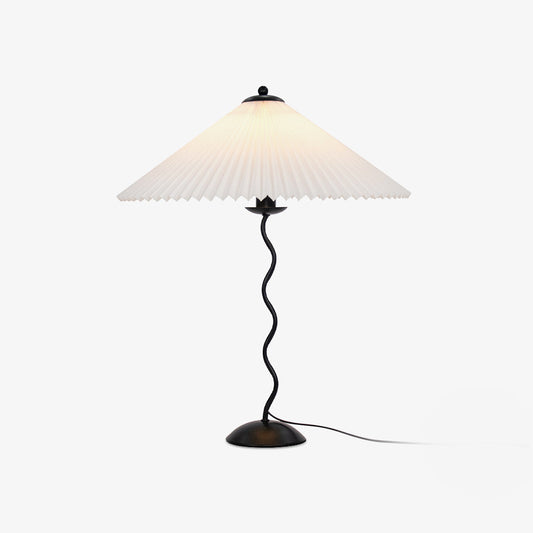 Squiggle Table Lamp | Nordic Style Metal & Fabric | Black with Beige Shade