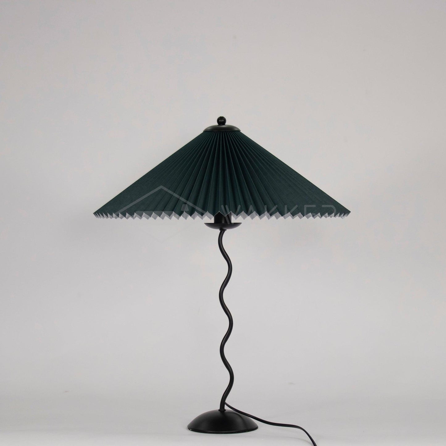 Squiggle Table Lamp | Nordic Style Metal & Fabric | Black with Beige Shade