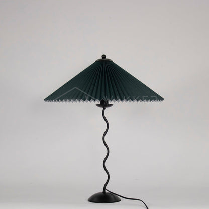 Squiggle Table Lamp | Nordic Style Metal & Fabric | Black with Beige Shade