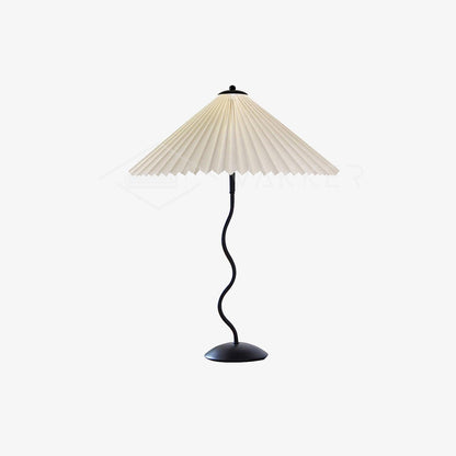 Squiggle Table Lamp | Nordic Style Metal & Fabric | Black with Beige Shade