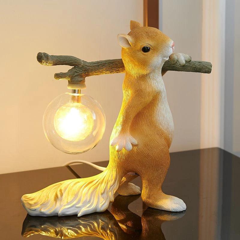 Squirrel Table Lamp | High-Quality Resin | Yellow Finish