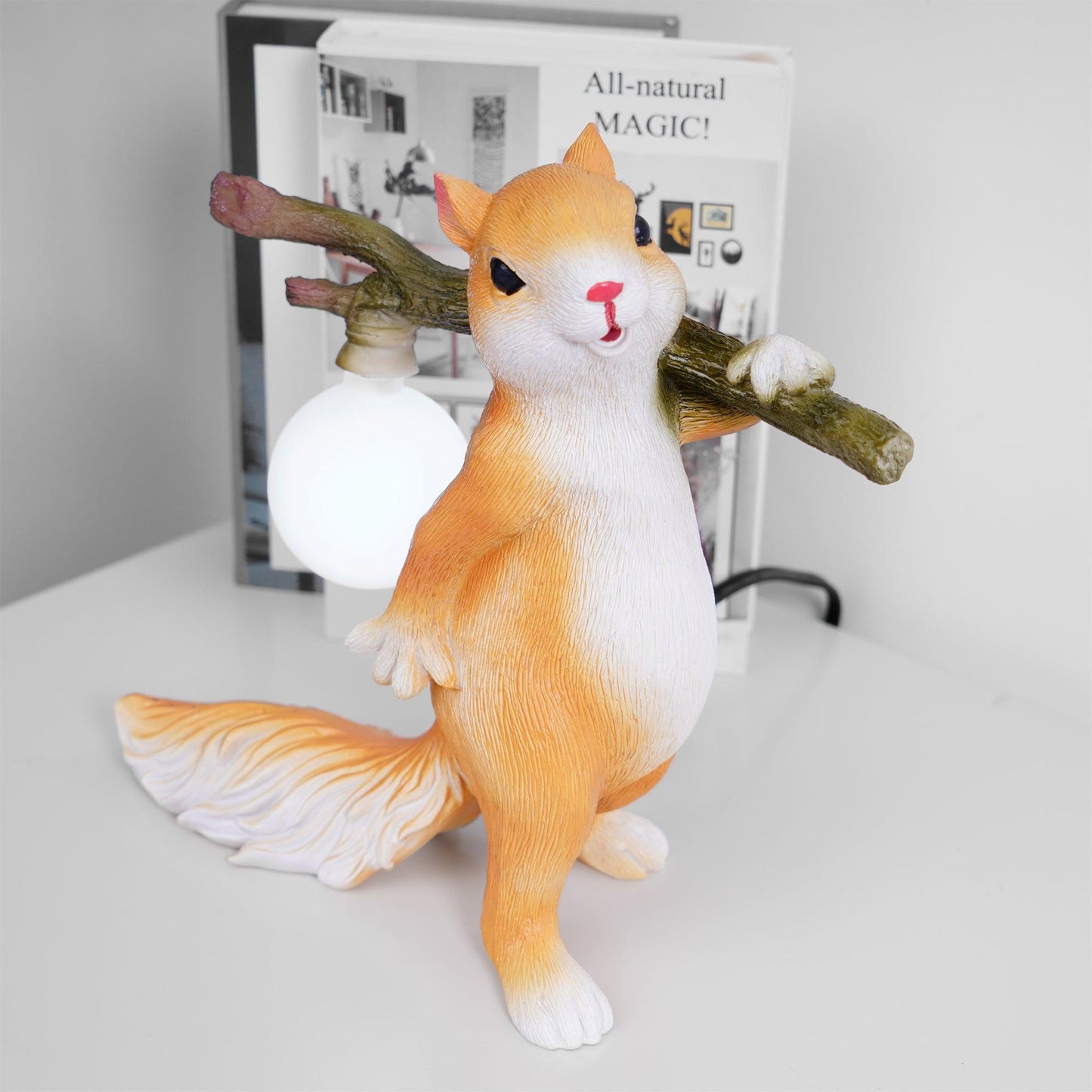 Squirrel Table Lamp | High-Quality Resin | Yellow Finish