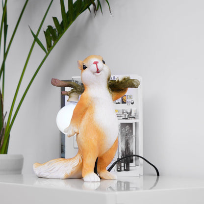Squirrel Table Lamp | High-Quality Resin | Yellow Finish