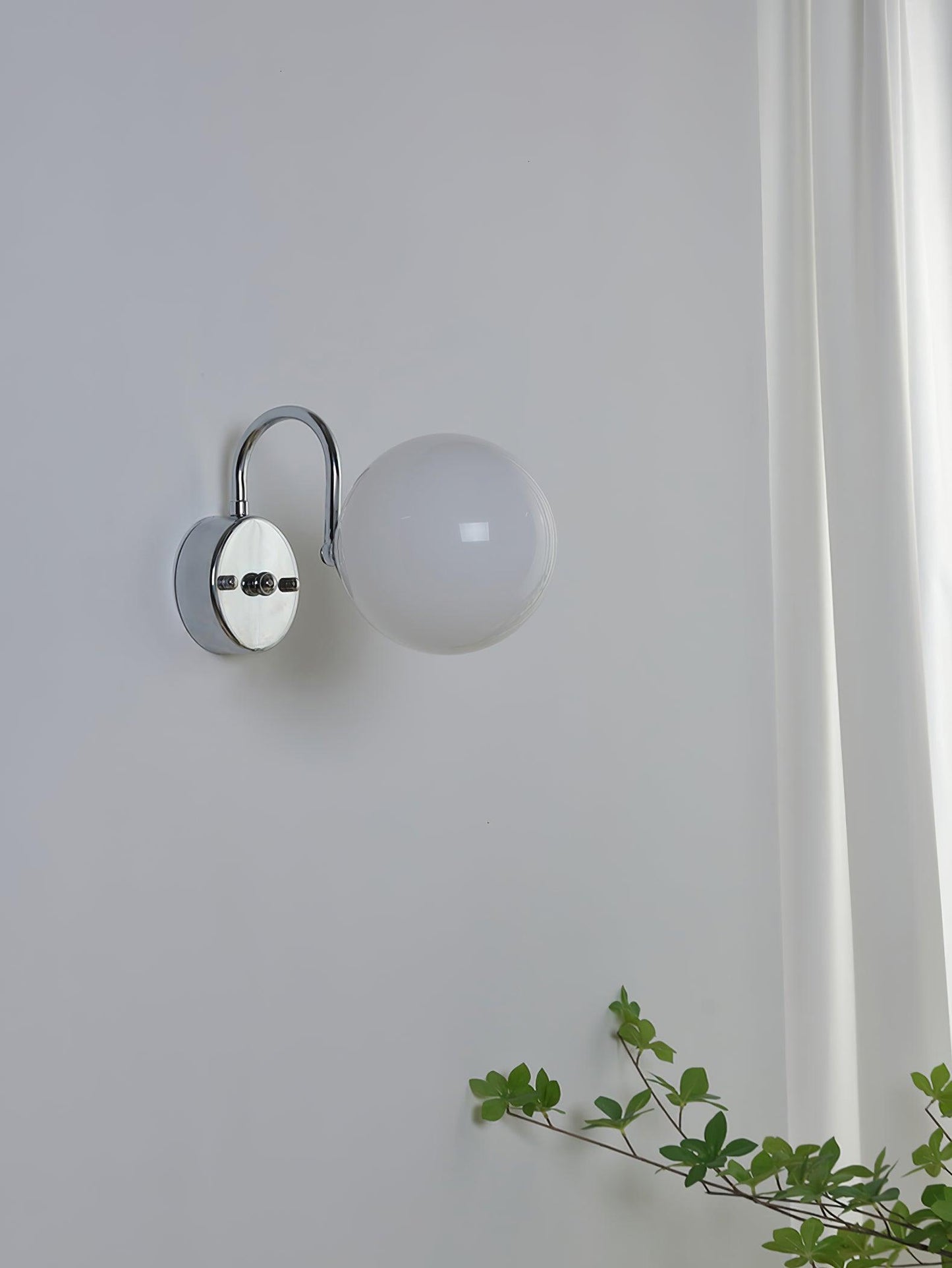Glass Wall Sconce | Chrome Iron & Glass | Set of 2