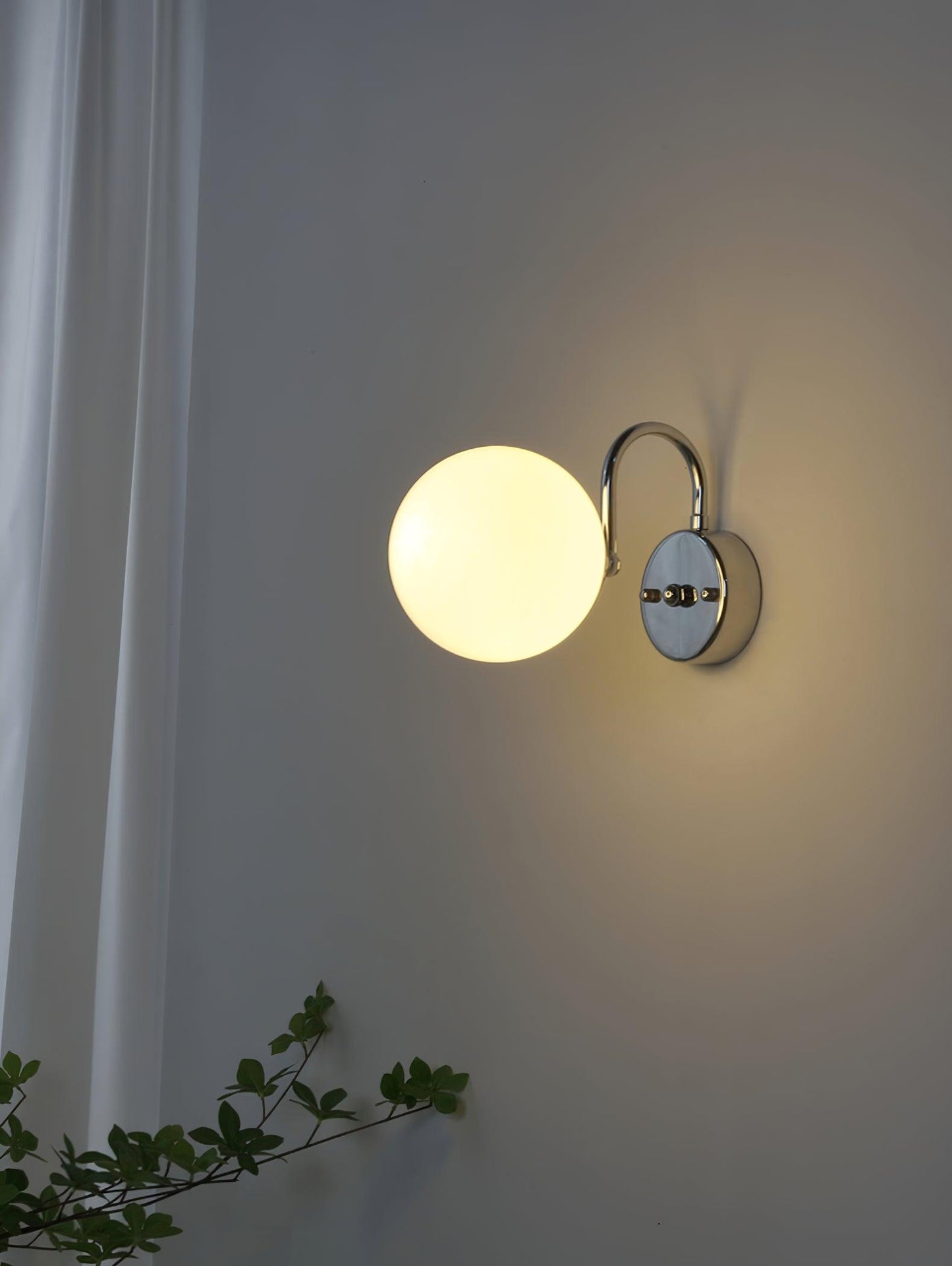 Glass Wall Sconce | Chrome Iron & Glass | Set of 2