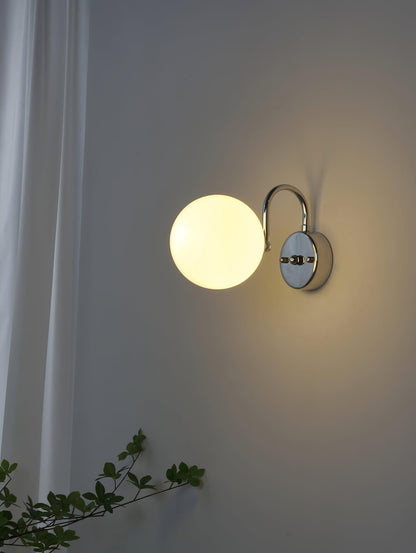Glass Wall Sconce | Chrome Iron & Glass | Set of 2