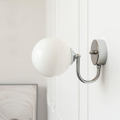 Glass Wall Sconce | Chrome Iron & Glass | Set of 2