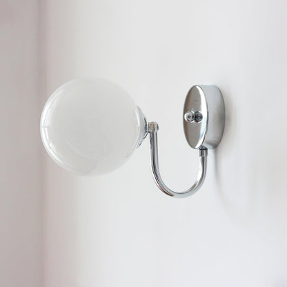 Glass Wall Sconce | Chrome Iron & Glass | Set of 2