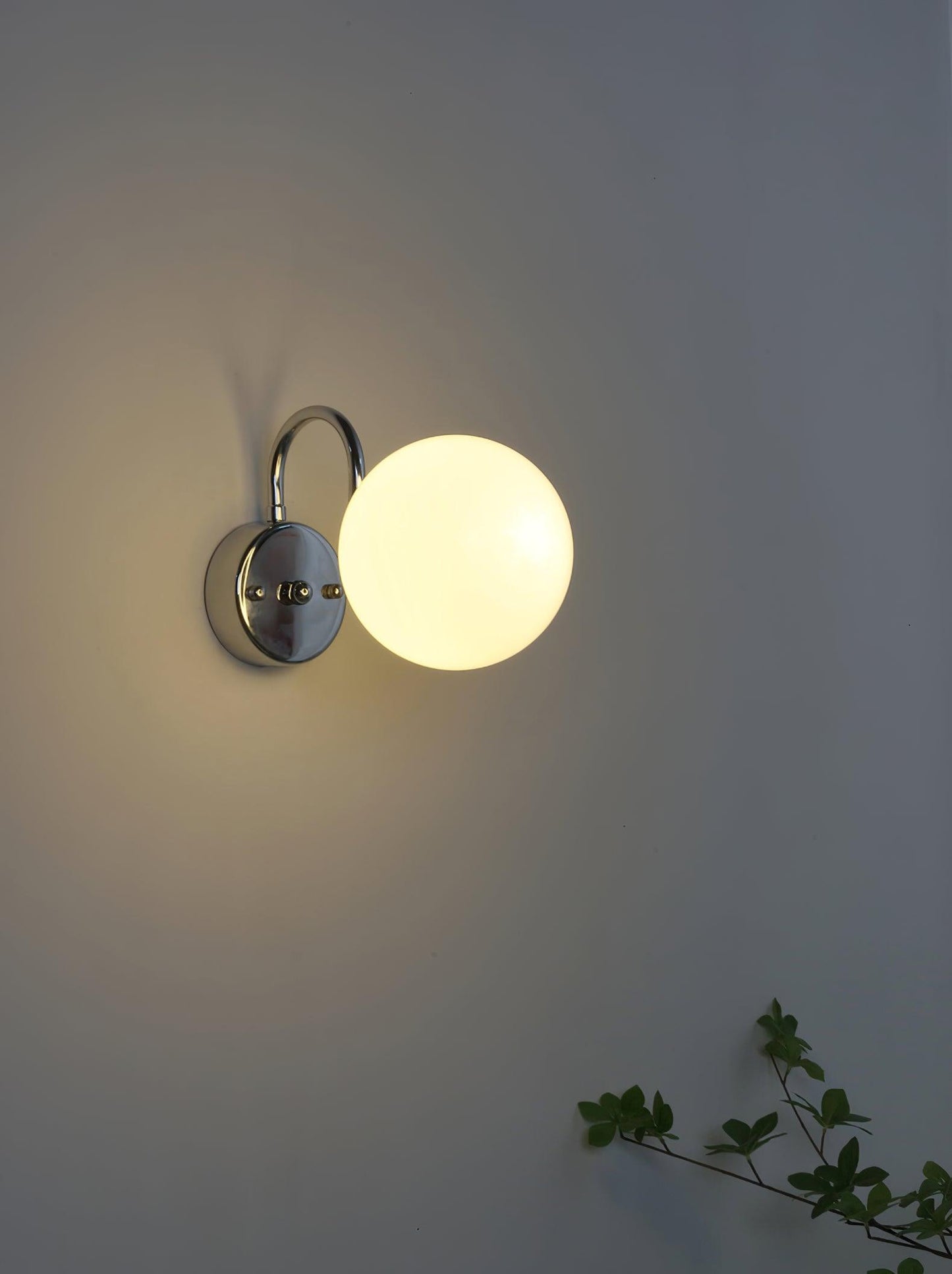 Glass Wall Sconce | Chrome Iron & Glass | Set of 2