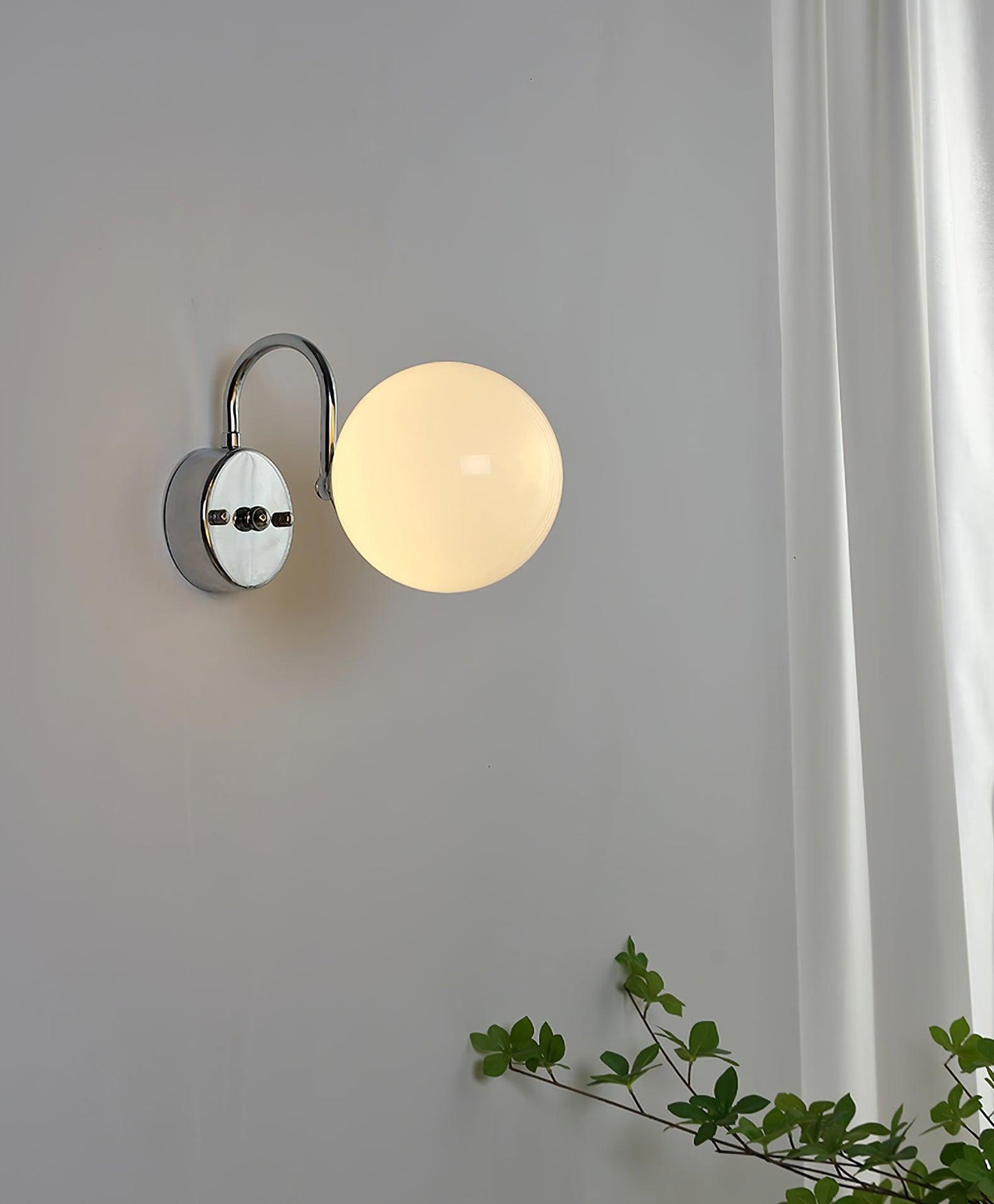 Glass Wall Sconce | Chrome Iron & Glass | Set of 2