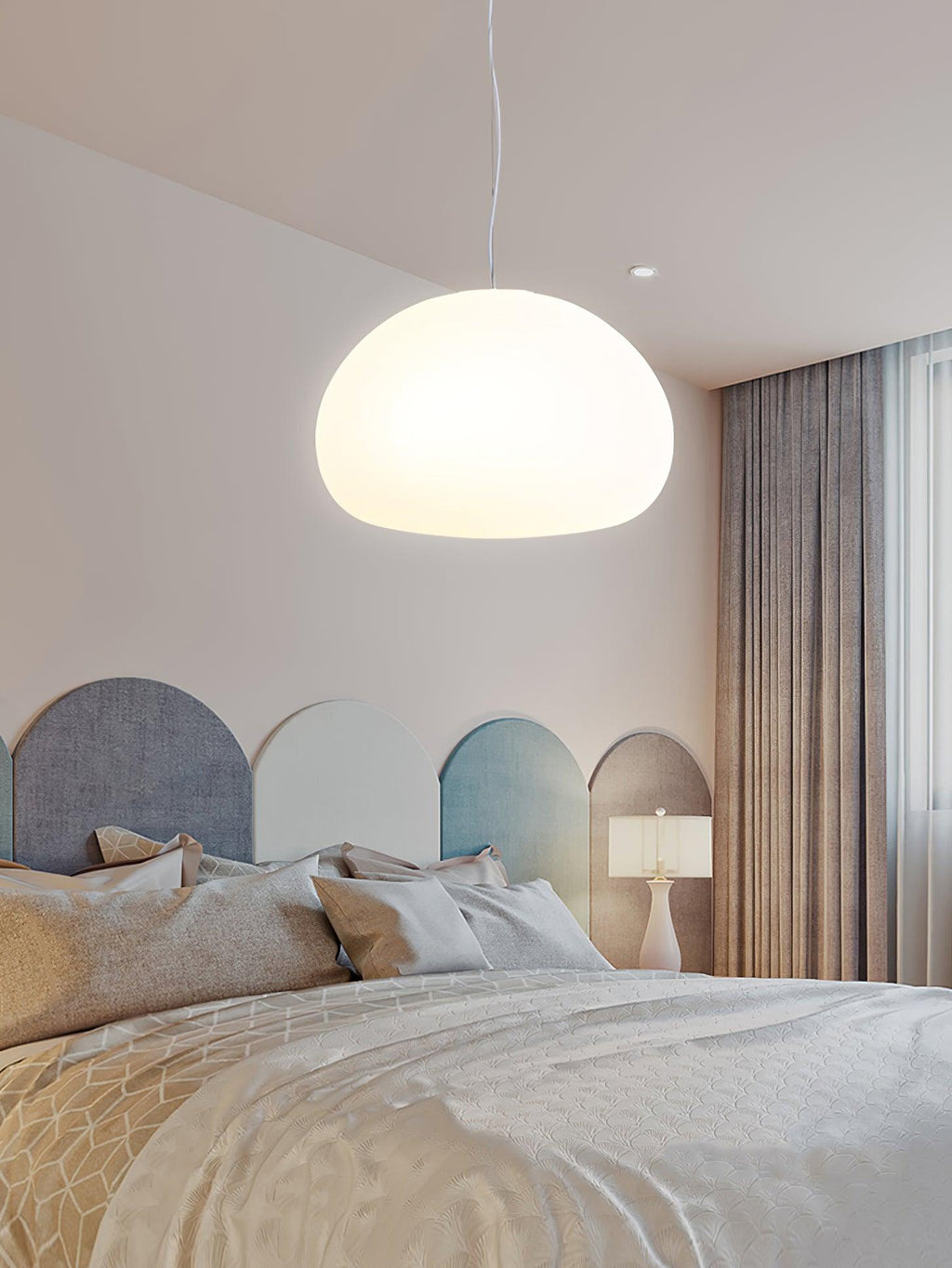Fluid Pendant Light | Frosted Glass & Metal | White