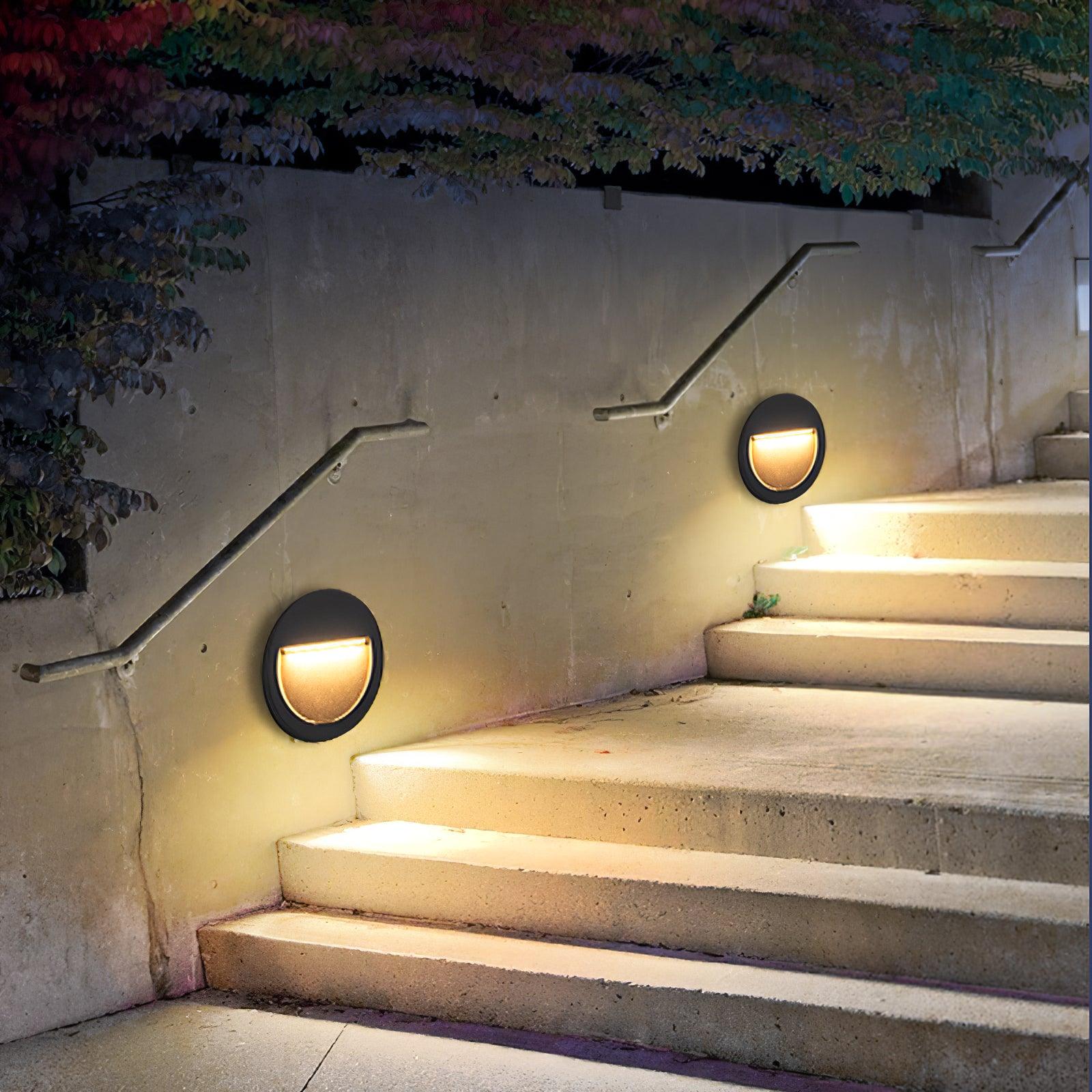 Circular Step Light | Black | Integrated LED | Set of 2