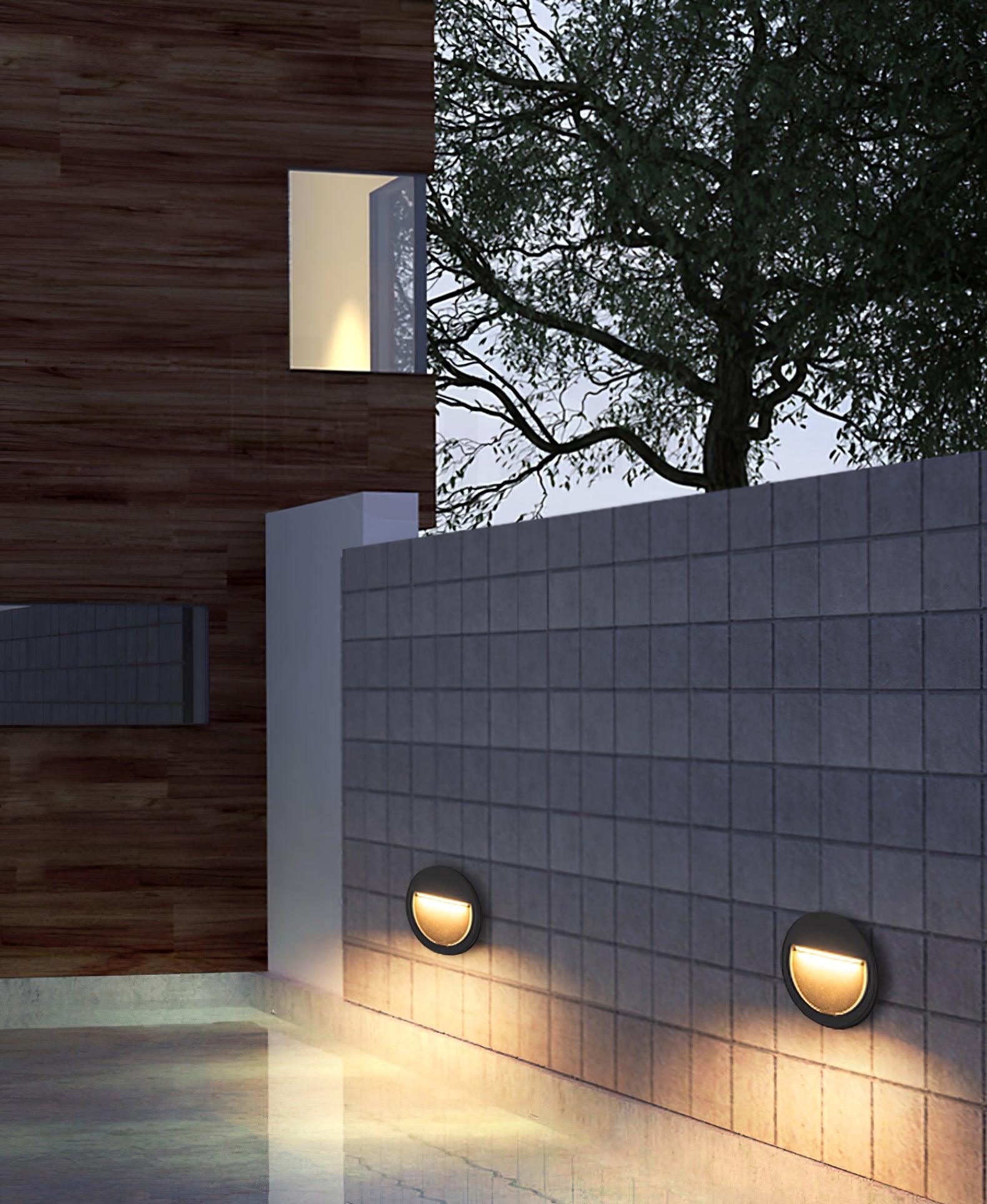 Circular Step Light | Black | Integrated LED | Set of 2