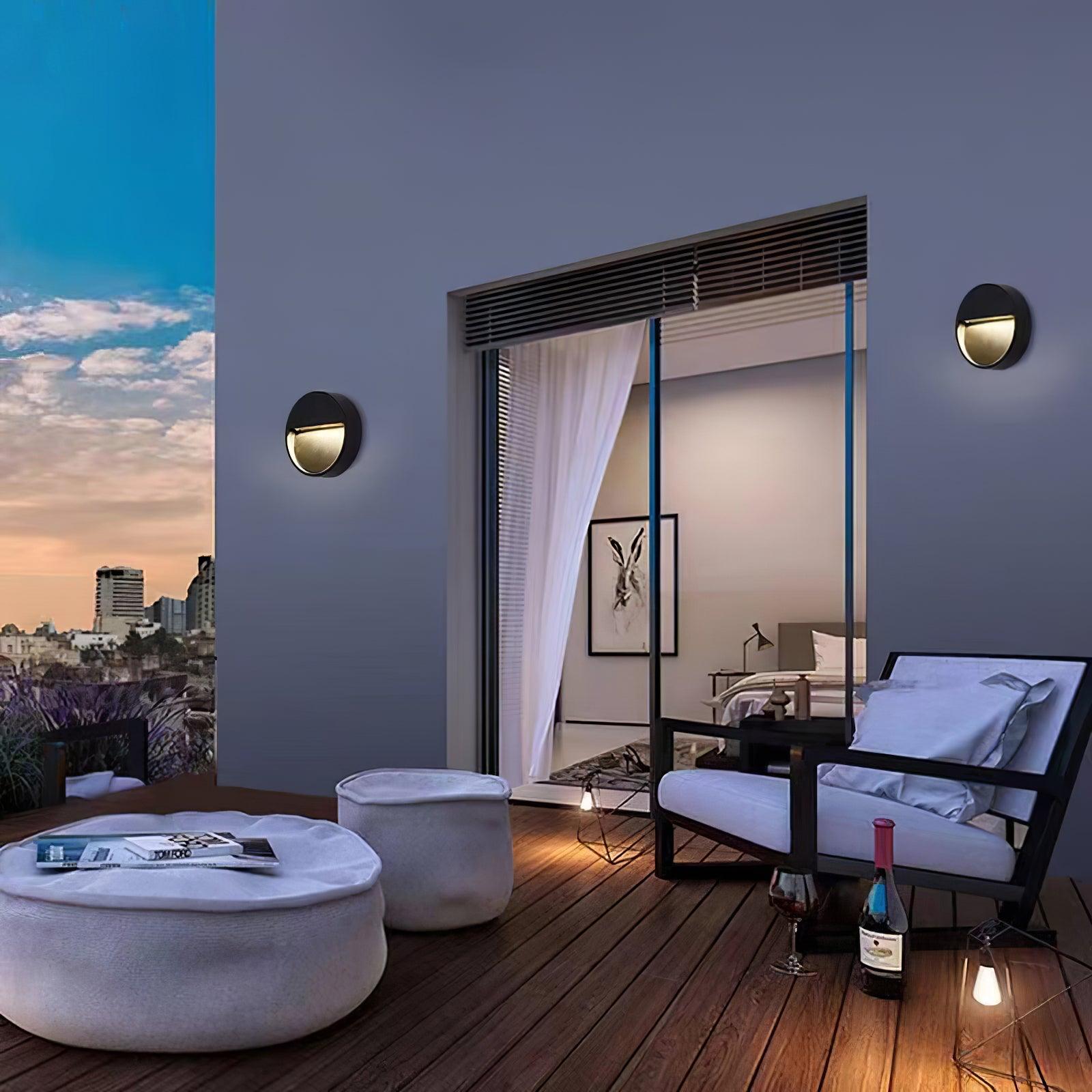 Circular Step Light | Black | Integrated LED | Set of 2