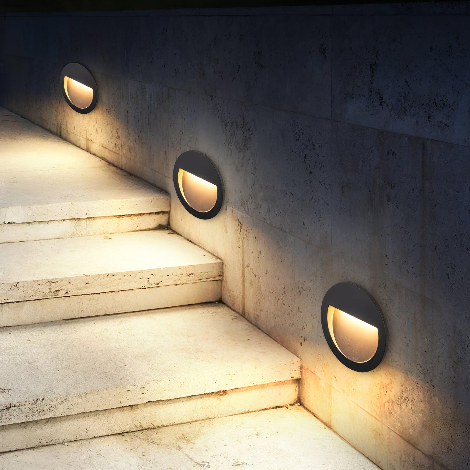 Circular Step Light | Black | Integrated LED | Set of 2