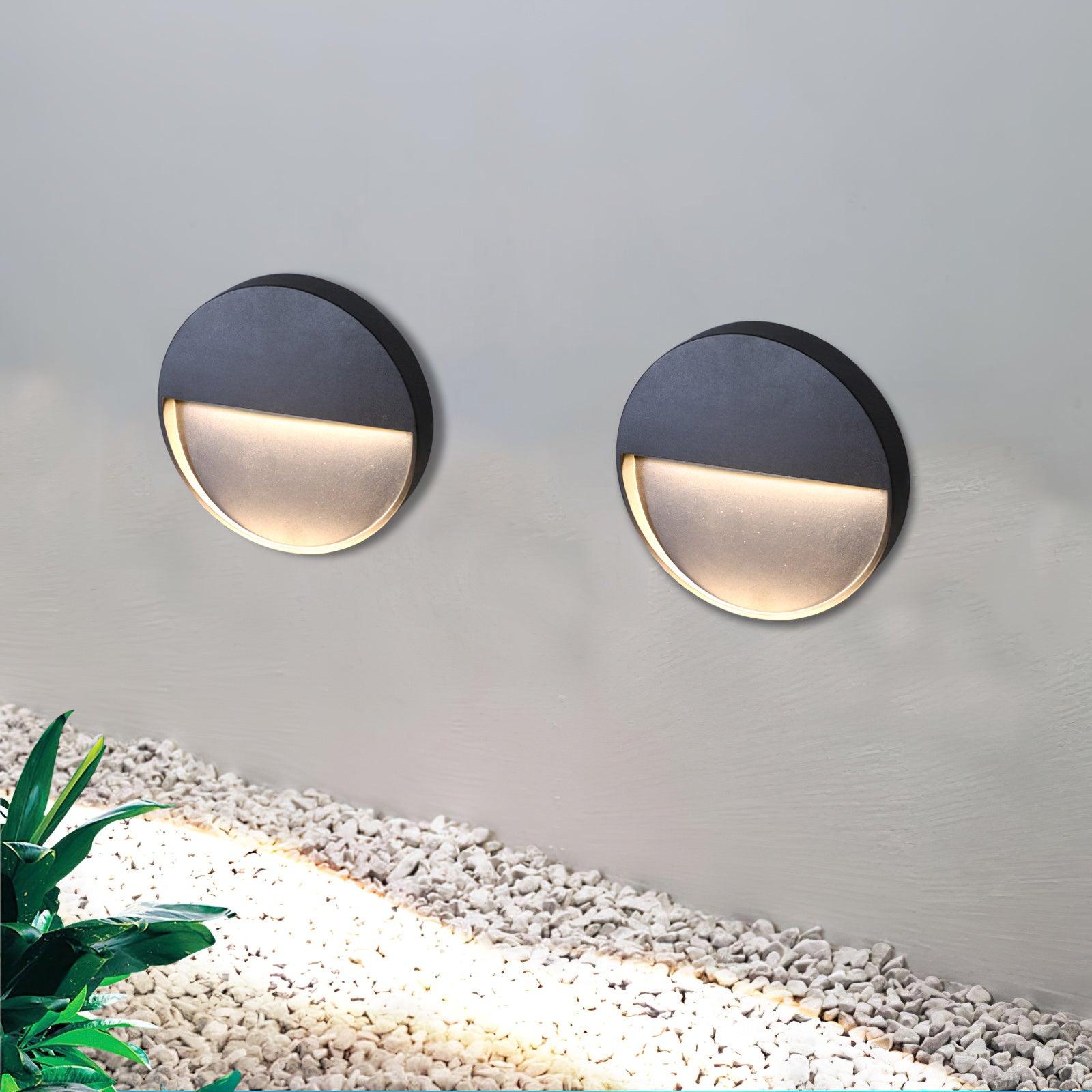 Circular Step Light | Black | Integrated LED | Set of 2