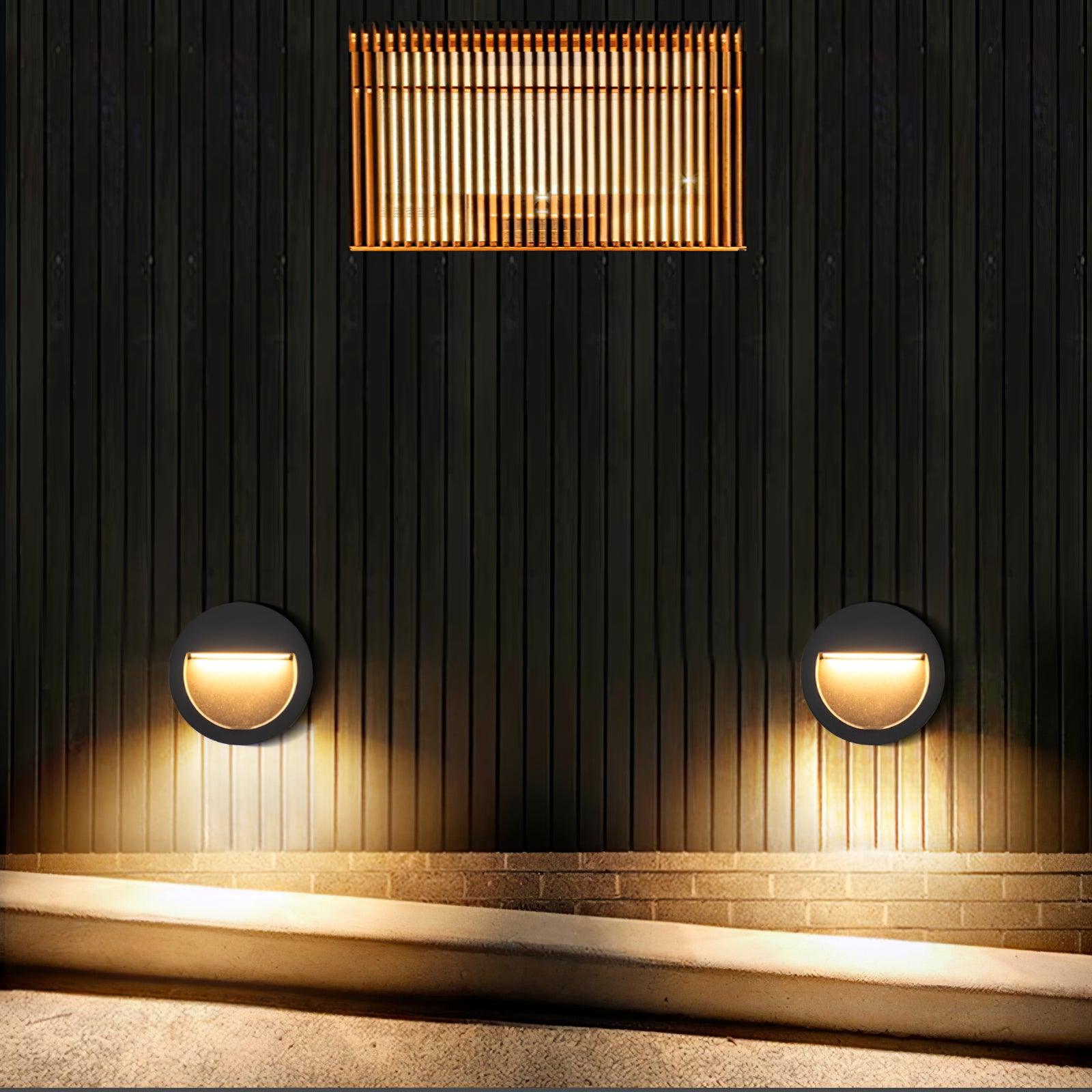 Circular Step Light | Black | Integrated LED | Set of 2