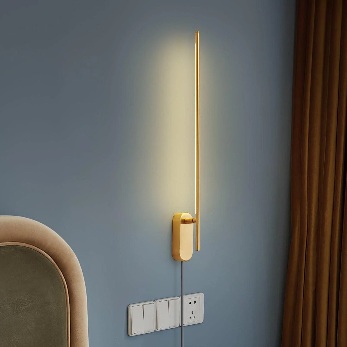 Stick Shaped Plug-In Sconce | Handcrafted Iron & Acrylic | Warm, Neutral, Cool Light Options