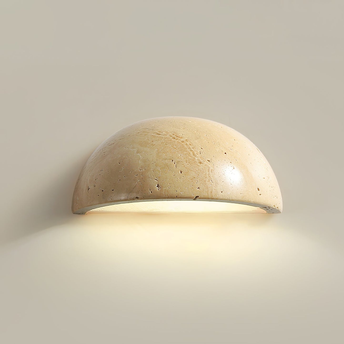 Travertine Wall Light | Natural Stone | Yellow | 15cm Diameter