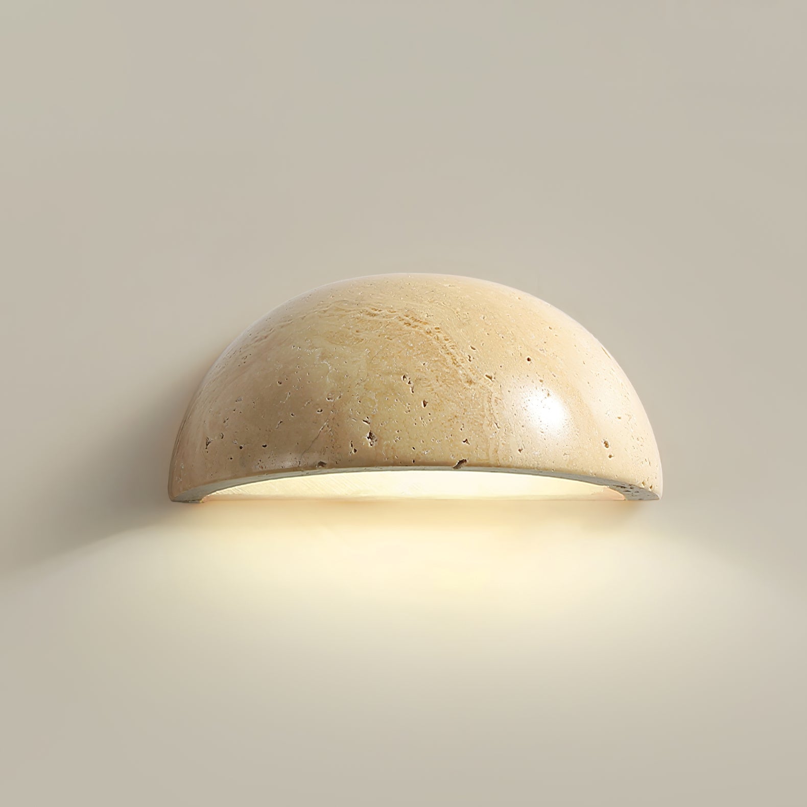 Travertine Wall Light | Natural Stone | Yellow | 15cm Diameter