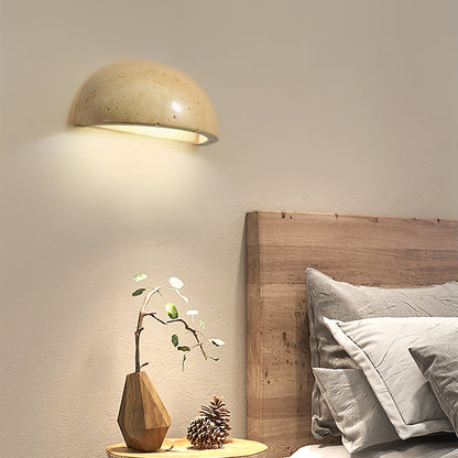 Travertine Wall Light | Natural Stone | Yellow | 15cm Diameter
