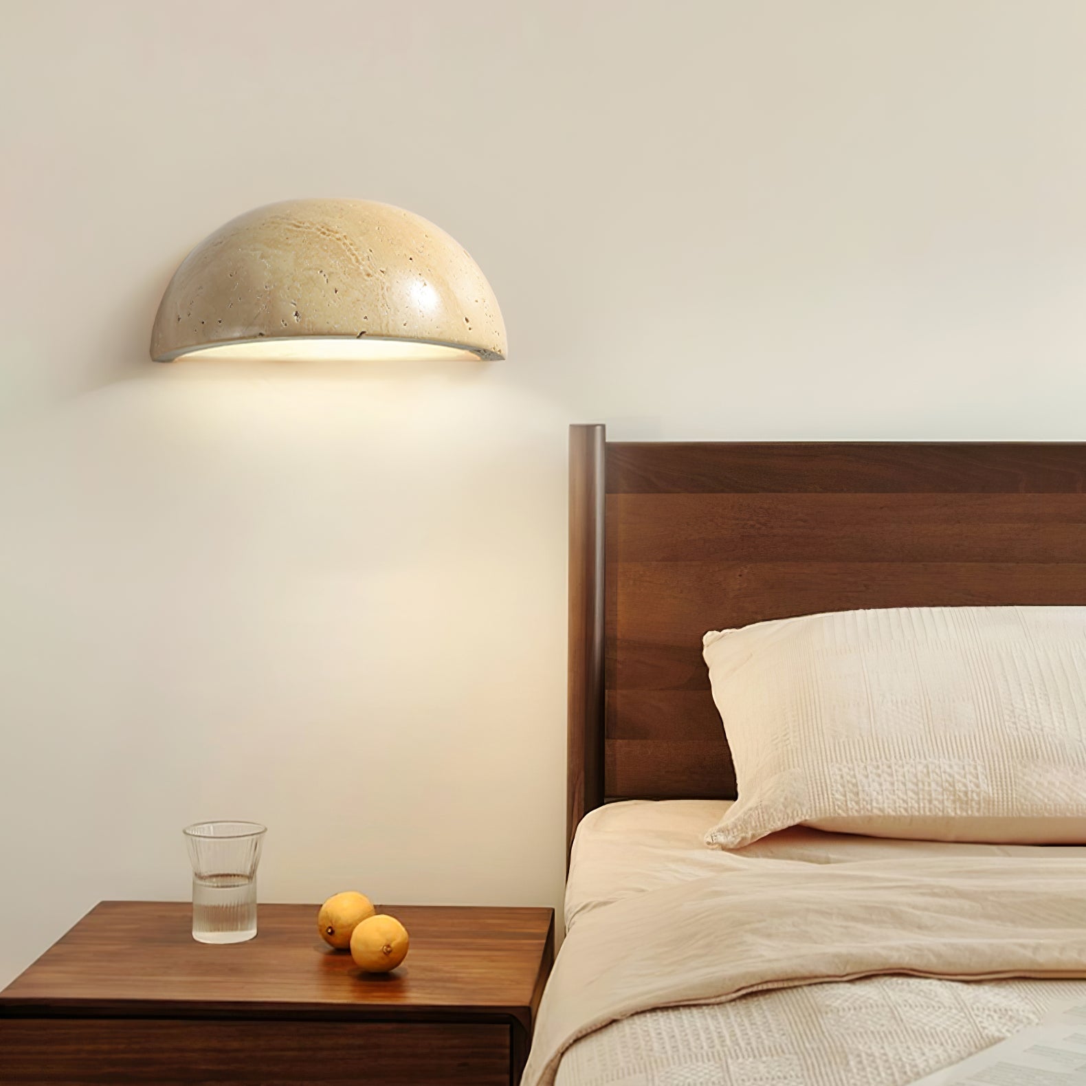 Travertine Wall Light | Natural Stone | Yellow | 15cm Diameter