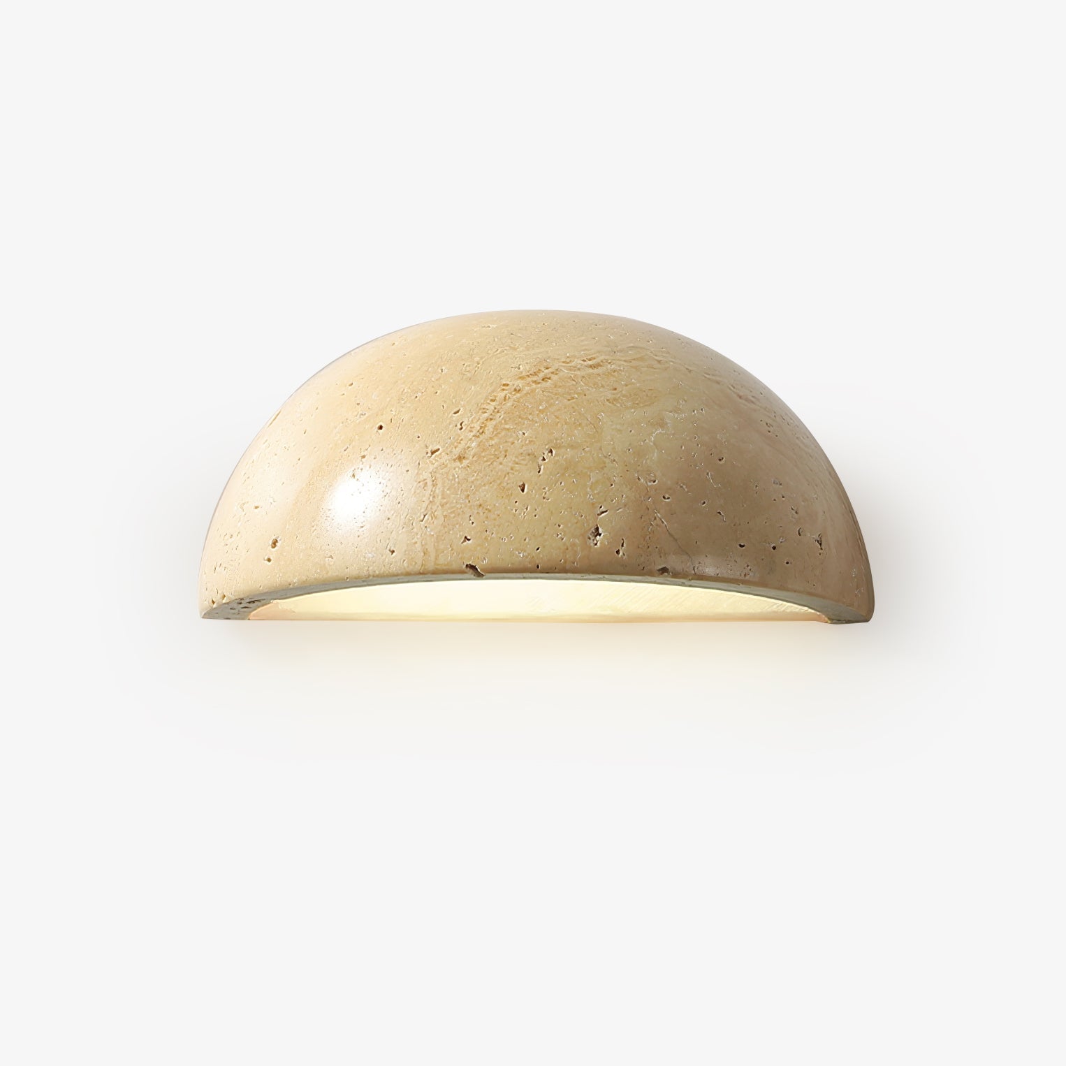 Travertine Wall Light | Natural Stone | Yellow | 15cm Diameter
