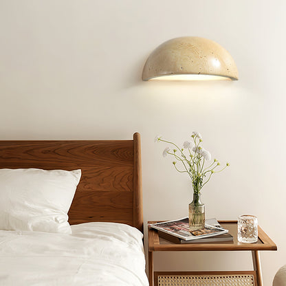 Travertine Wall Light | Natural Stone | Yellow | 15cm Diameter