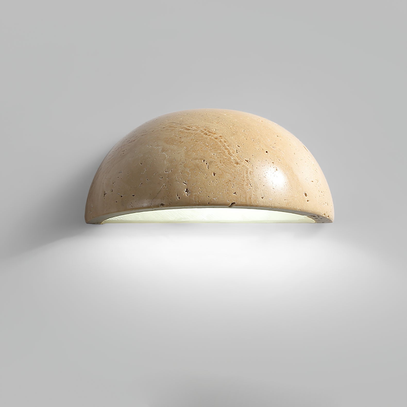 Travertine Wall Light | Natural Stone | Yellow | 15cm Diameter