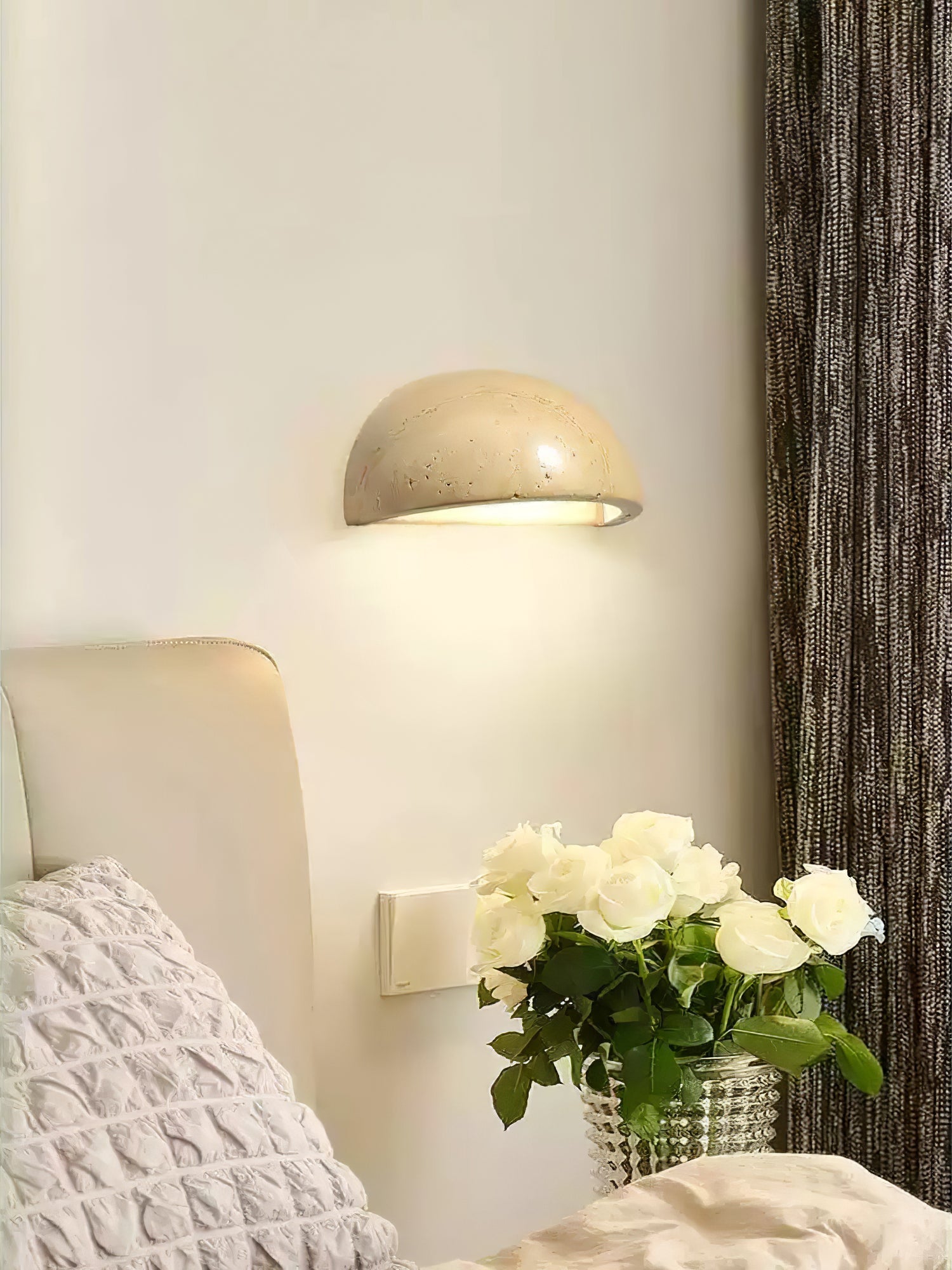 Travertine Wall Light | Natural Stone | Yellow | 15cm Diameter