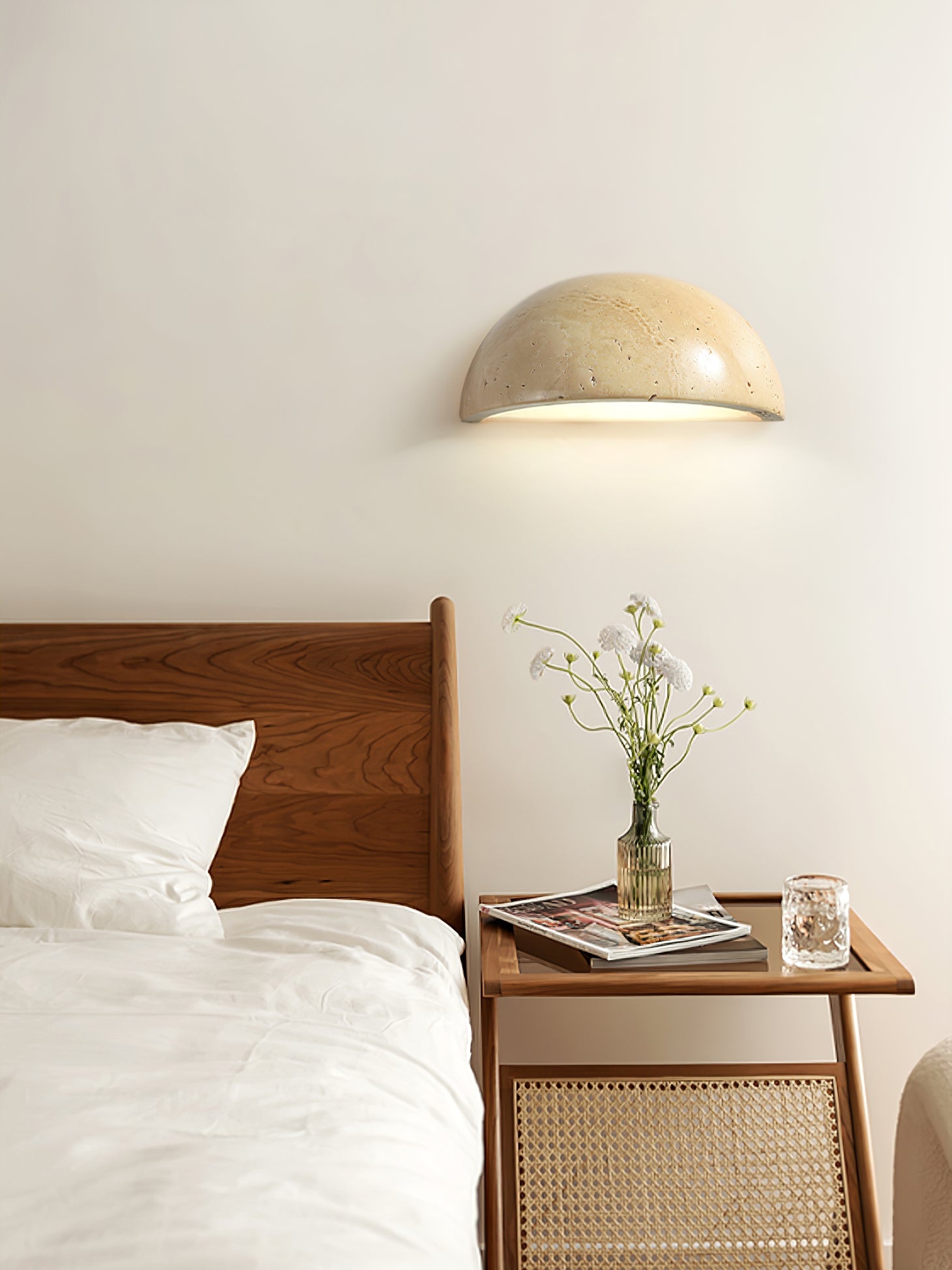 Travertine Wall Light | Natural Stone | Yellow | 15cm Diameter