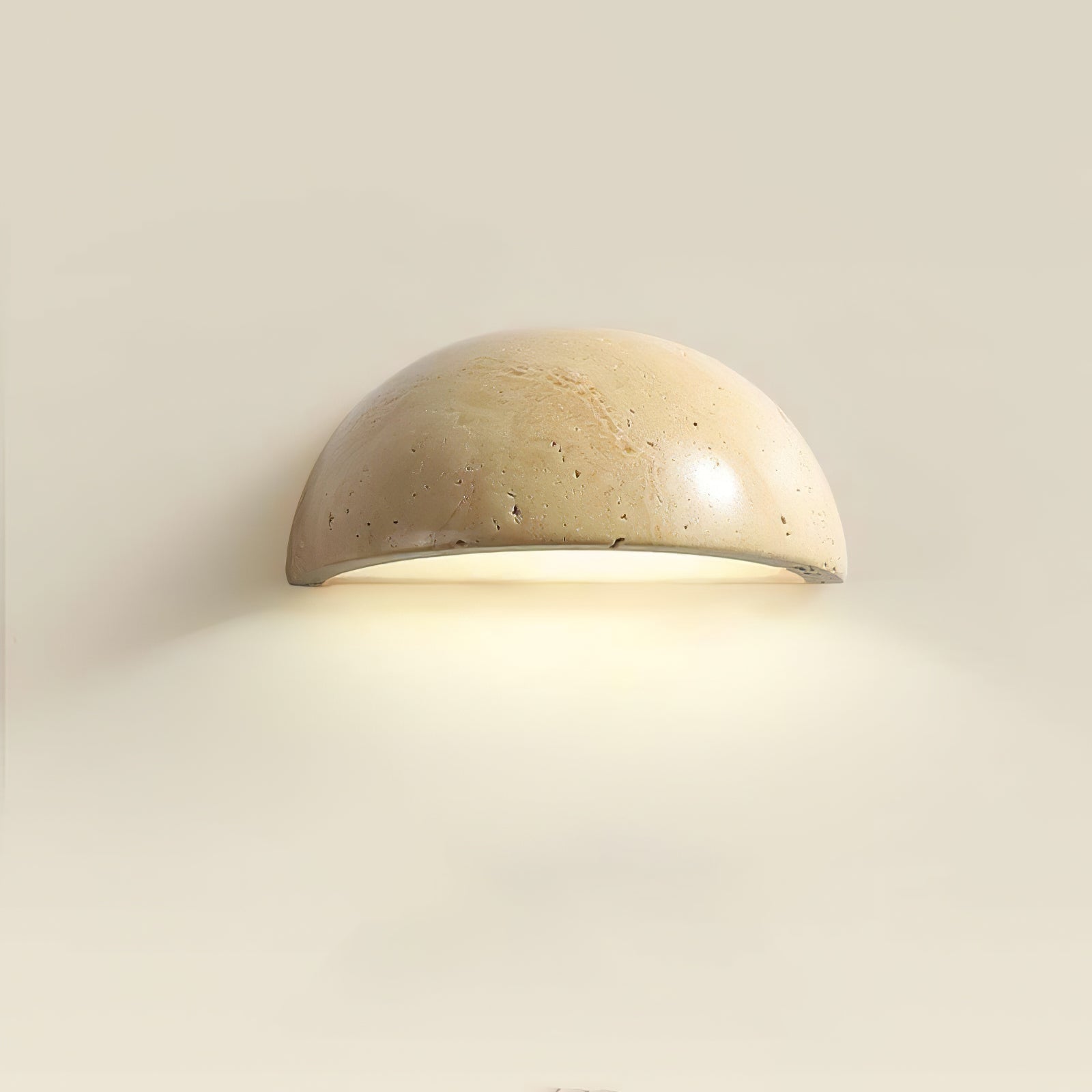 Travertine Wall Light | Natural Stone | Yellow | 15cm Diameter