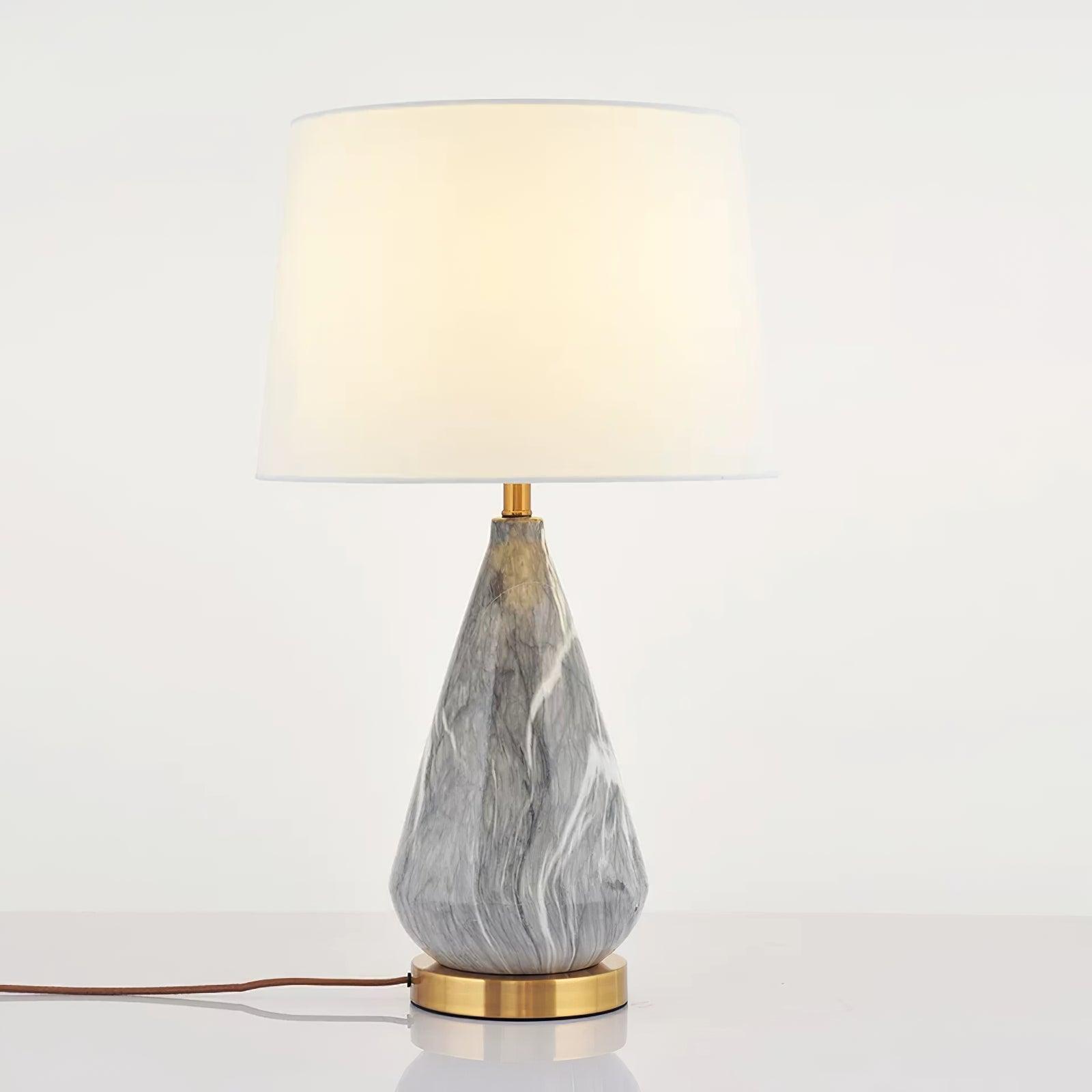 Marble Table Lamp | Diamond Base | White Shade