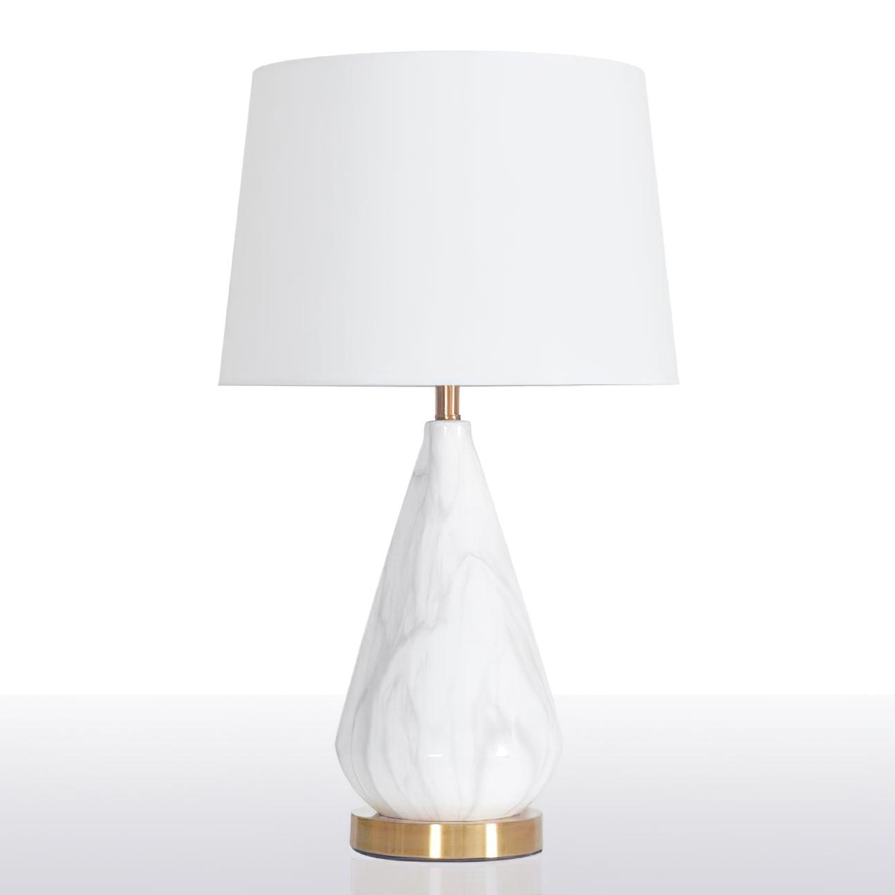 Marble Table Lamp | Diamond Base | White Shade