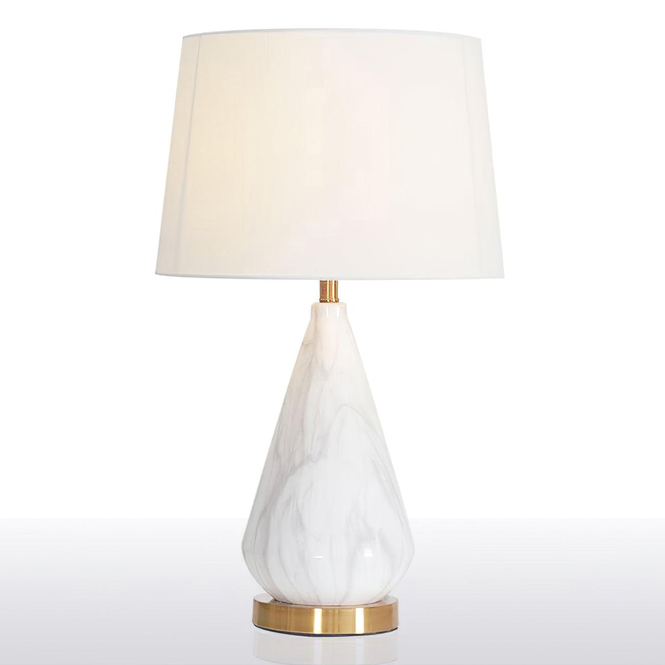 Marble Table Lamp | Diamond Base | White Shade