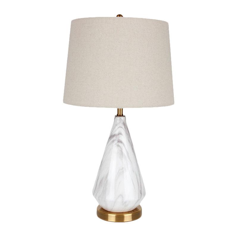 Marble Table Lamp | Diamond Base | White Shade