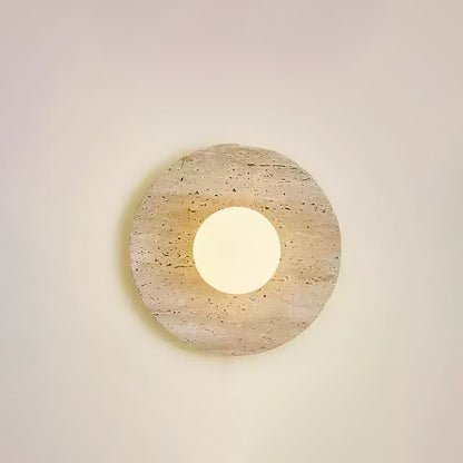 Lunar Eclipse Wall Light | Yellow Travertine & Metal | 25cm/30cm
