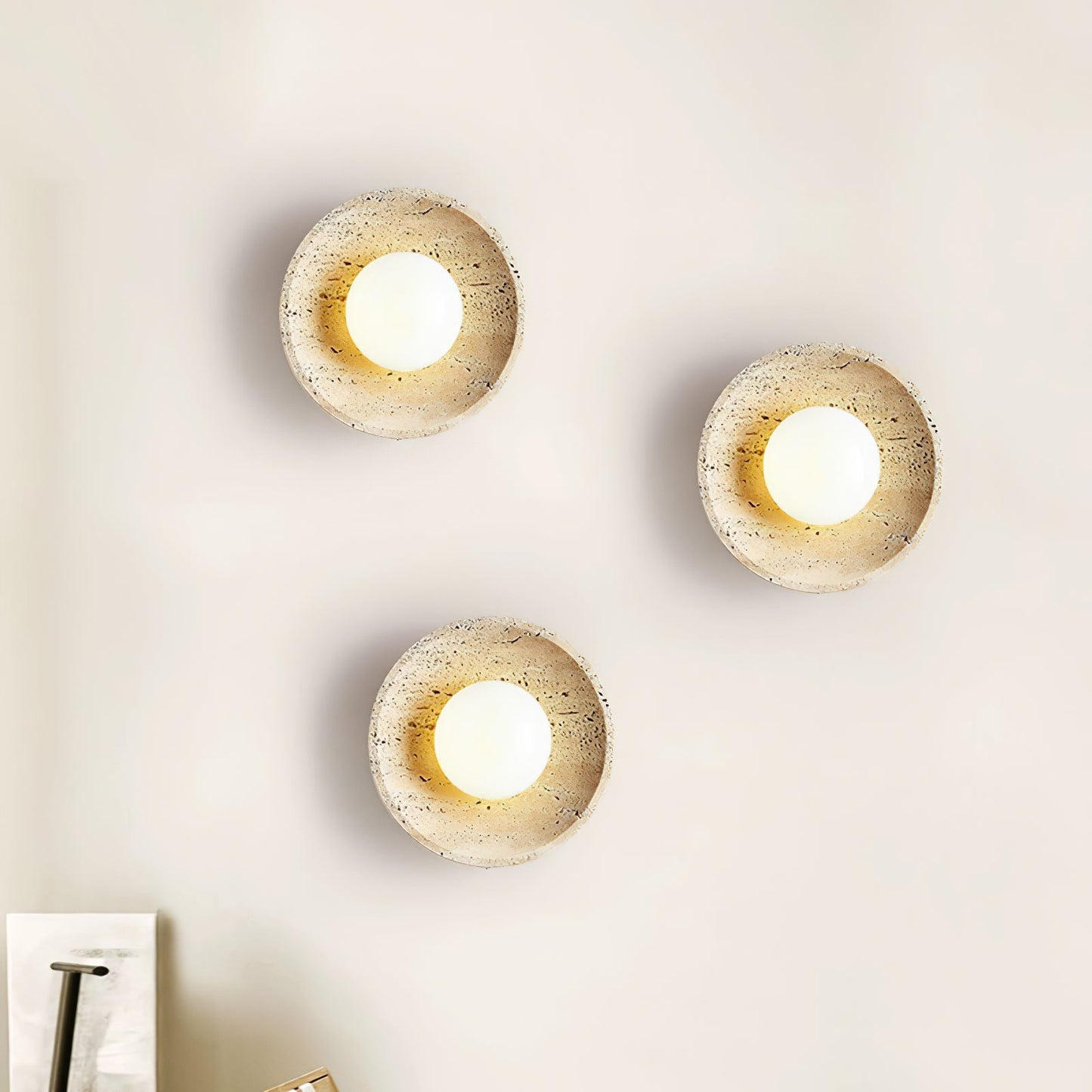 Lunar Eclipse Wall Light | Yellow Travertine | 25cm or 30cm Diameter